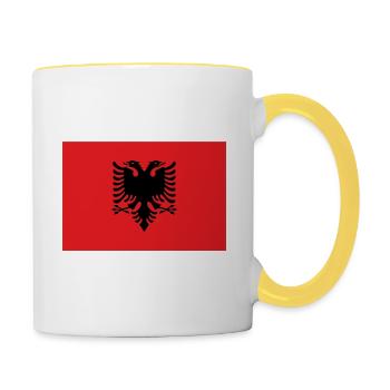 Drapeau de l’Albanie Armoiries - Mug contrasté - blanc/jaune - Droite