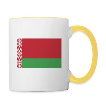 Weißrussland Flagge Wappen - Tasse zweifarbig - Weiß/Gelb - Rechts