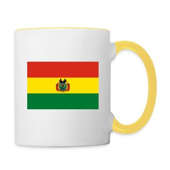 Bolivia flag coat of arms - Contrasting Mug - white/yellow - Right