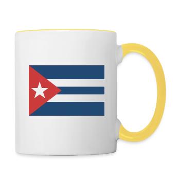 Cuba Flag Coat of Arms - Contrasting Mug - white/yellow - Right