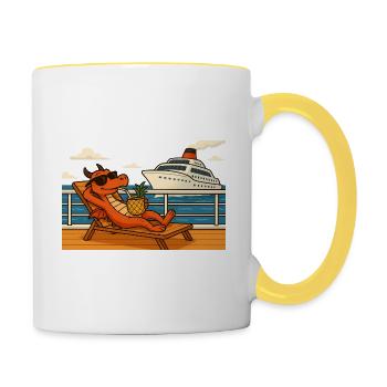 Dragon de croisière - Mug contrasté - blanc/jaune - Droite
