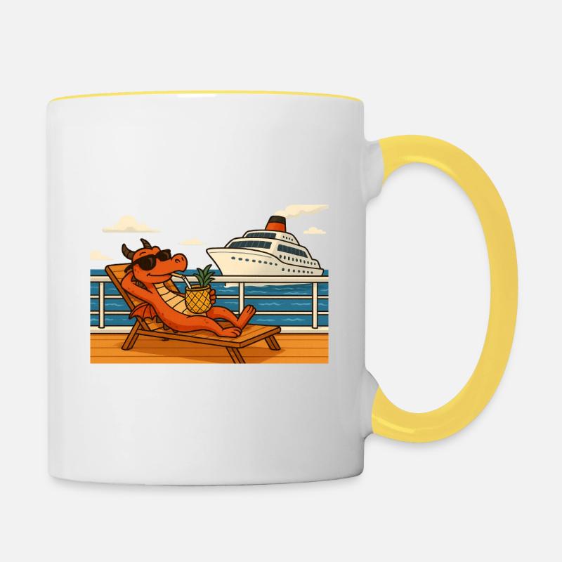 Dragon de croisière - Mug contrasté - blanc/jaune