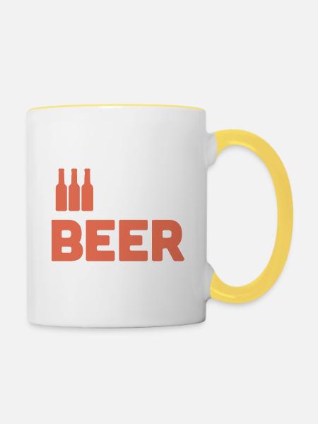 Bierliebhaber - Tasse zweifarbig - Weiß/Gelb