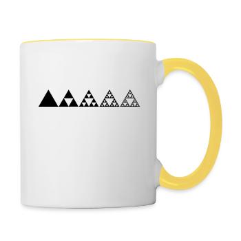 Sierpinski triangles, fractal, geometry, - Contrasting Mug - white/yellow - Right