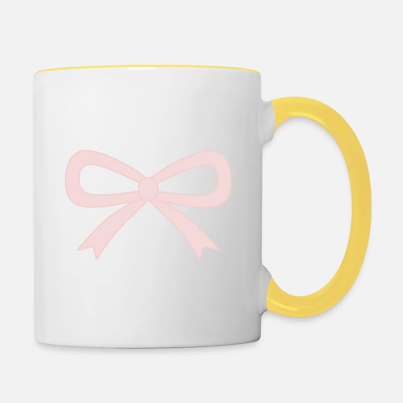 Noeud rose - Mug contrasté - blanc/jaune