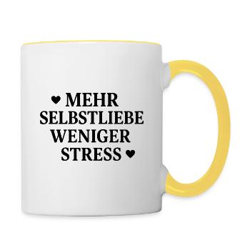 More self-love, less stress - Contrasting Mug - white/yellow - Right