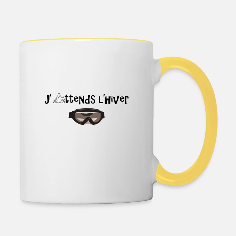 J attends l hiver - Mug contrasté - blanc/jaune