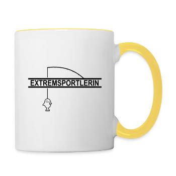 Angel Extremsportlerin - Tasse zweifarbig - Weiß/Gelb - Rechts