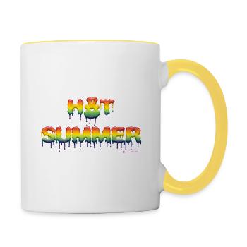 L’été chaud dans l’arc-en-ciel crémeux - Mug contrasté - blanc/jaune - Droite
