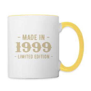 Jahrgang 1999 Geschenk in limitierter Auflage 1999 - Tasse zweifarbig - Weiß/Gelb - Rechts