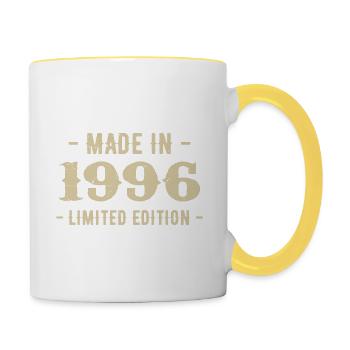 Jahrgang 1996 Geschenk in limitierter Auflage 1996 - Tasse zweifarbig - Weiß/Gelb - Rechts