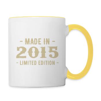 Vintage 2015 Édition Limitée Cadeau 2015 - Mug contrasté - blanc/jaune - Droite