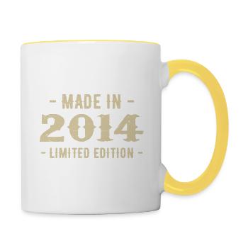 Vintage 2014 Édition Limitée Cadeau 2014 - Mug contrasté - blanc/jaune - Droite