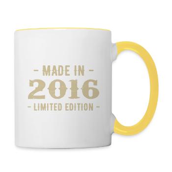 Vintage 2016 Édition Limitée Cadeau 2016 - Mug contrasté - blanc/jaune - Droite