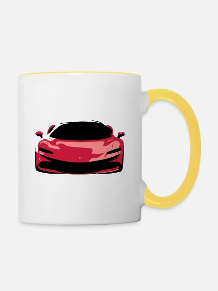 Super Car - Tasse zweifarbig - Weiß/Gelb