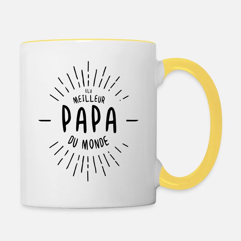 Elu Meilleur Papa Du Monde Aubstd - Mug contrasté - blanc/jaune