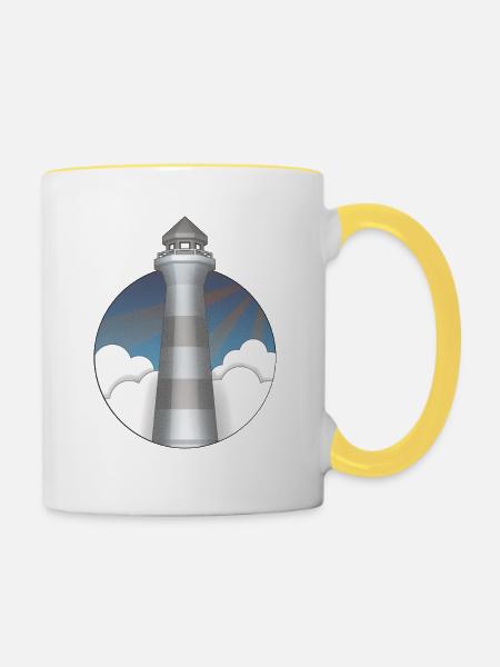 Leuchtturm - Tasse zweifarbig - Weiß/Gelb