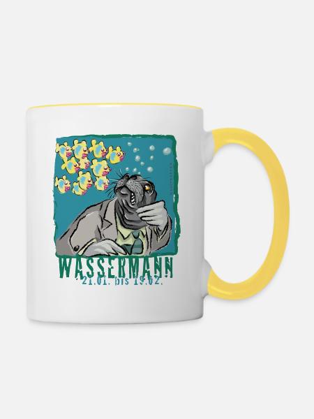 Sternzeichen-Wassermann - Tasse zweifarbig - Weiß/Gelb