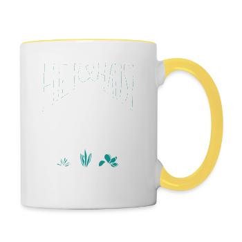 Haus | Hier haust | Name personalisiert | Einzug - Tasse zweifarbig - Weiß/Gelb - Rechts