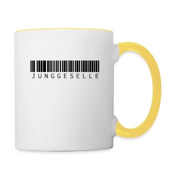 Junggeselle Barcode - Tasse zweifarbig - Weiß/Gelb - Rechts