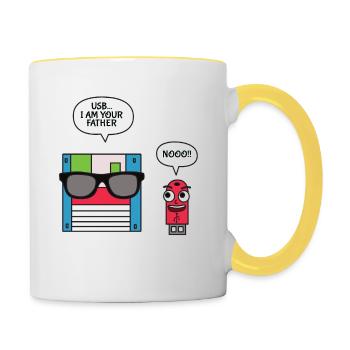 USB Disk I am Your Father T-Shirt, Geek - Tasse zweifarbig - Weiß/Gelb - Rechts