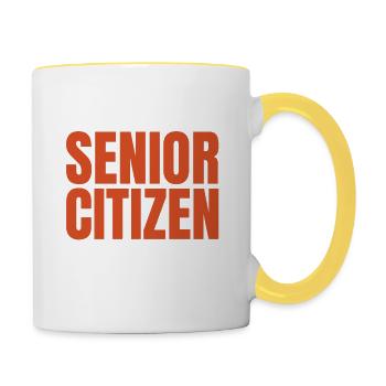 Senior Citizen TShirt Gift Don t forget - Contrasting Mug - white/yellow - Right