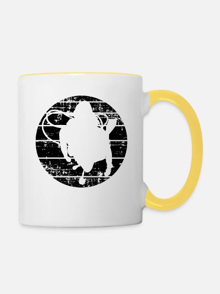 Taucher Taucherbrille Tauchermesser - Tasse zweifarbig - Weiß/Gelb