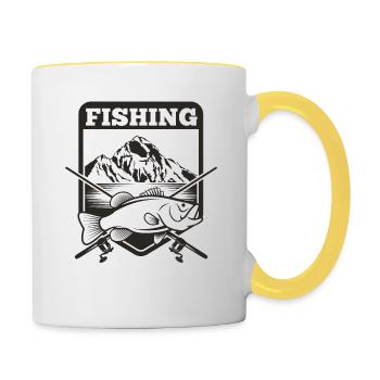 Angelhacken Fischen Sportfischen - Tasse zweifarbig - Weiß/Gelb - Rechts
