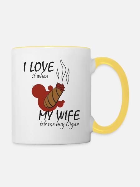 Zigarre - Tasse zweifarbig - Weiß/Gelb