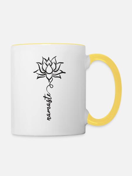 Namaste - Tasse zweifarbig - Weiß/Gelb