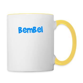 Bembel Apfelwein Ebbelwoi Hessen Hessisch Geschenk - Tasse zweifarbig - Weiß/Gelb - Rechts