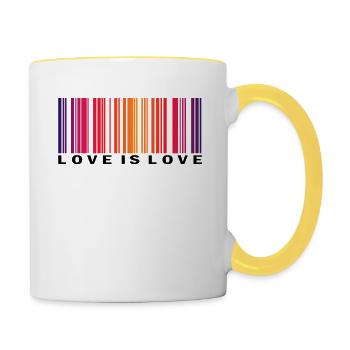 Gay Pride - Tasse zweifarbig - Weiß/Gelb - Rechts