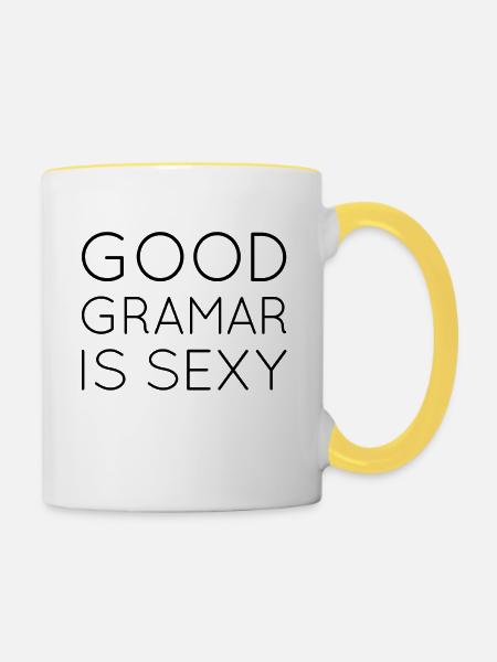 Gute Grammatik Ist Sexy - Tasse zweifarbig - Weiß/Gelb
