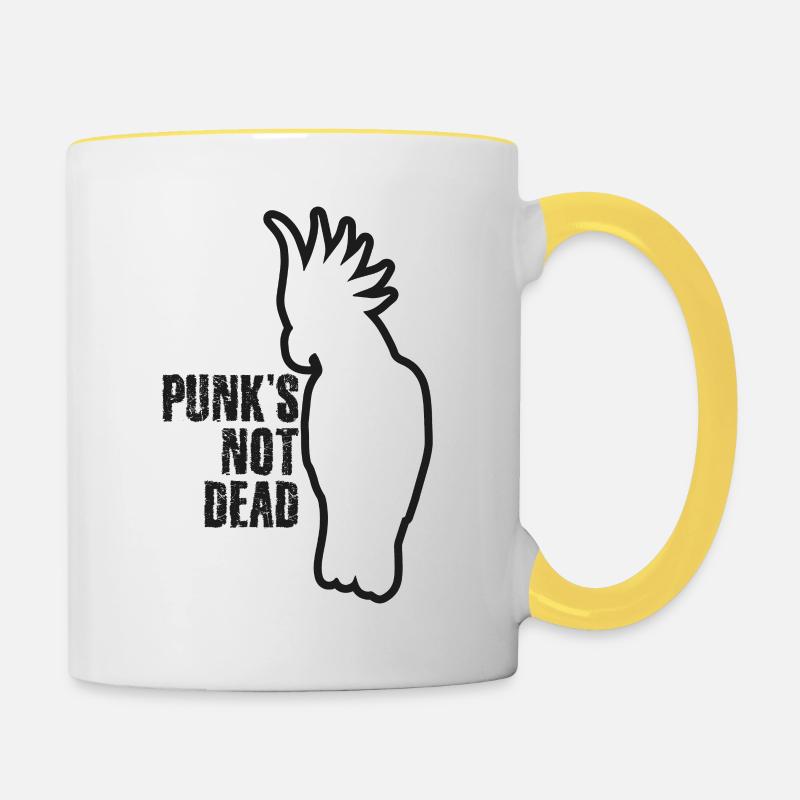Punk Cockatoo Funny - Contrasting Mug - white/yellow