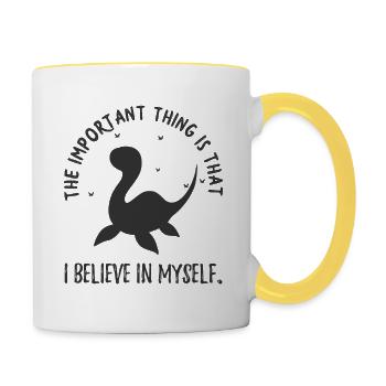 Mythos Loch Ness Lustig Nessi - Tasse zweifarbig - Weiß/Gelb - Rechts