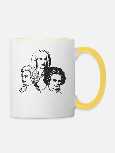 Bach Mozart Beethoven - Tasse zweifarbig - Weiß/Gelb