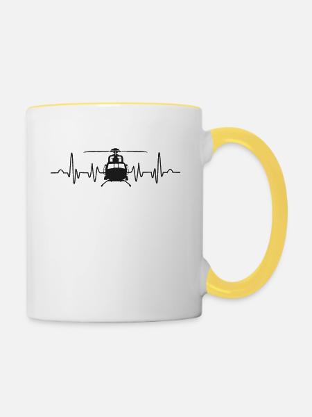 Helikopter - Tasse zweifarbig - Weiß/Gelb