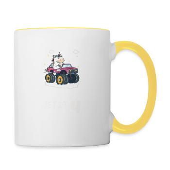 Kindergeburtstag 4. 4 Jahre Alt - Tasse zweifarbig - Weiß/Gelb - Rechts