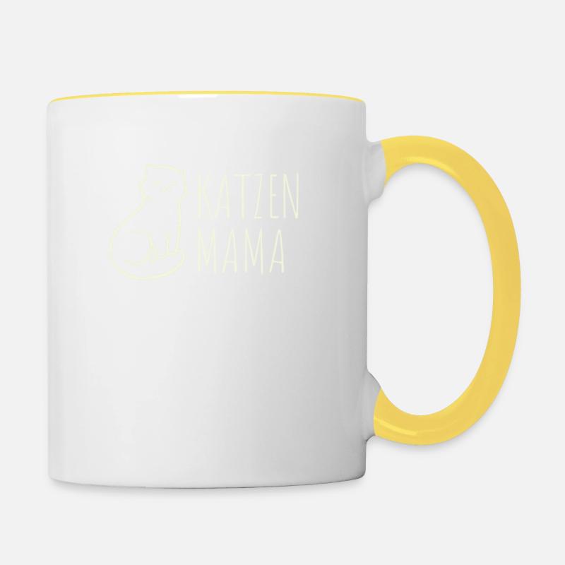 Katze Katze - Tasse zweifarbig - Weiß/Gelb