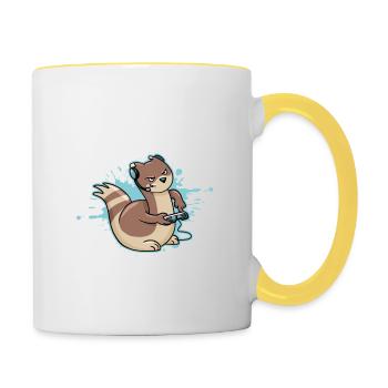 Je ne t'entends pas, je joue - Funny Gamer - Mug contrasté - blanc/jaune - Droite