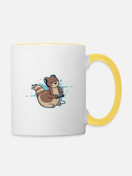 Can't Hear You I'm Gaming - Funny Gamer - Contrasting Mug - white/yellow