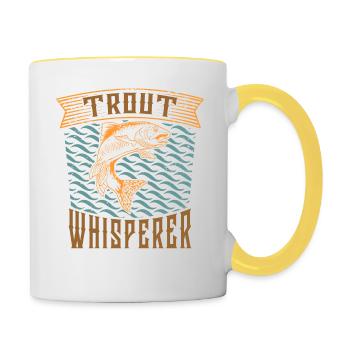 Trout Whisperer - Cooles Forellen Angler - Tasse zweifarbig - Weiß/Gelb - Rechts