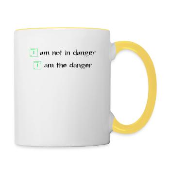 Ich bin nicht in Gefahr Ich bin die Gefahr Heisenberg - Tasse zweifarbig - Weiß/Gelb - Rechts
