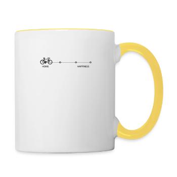 Cycle vers le bonheur - Mug contrasté - blanc/jaune - Droite