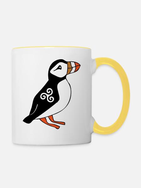 KELTISCHES PUFFIN - Tasse zweifarbig - Weiß/Gelb