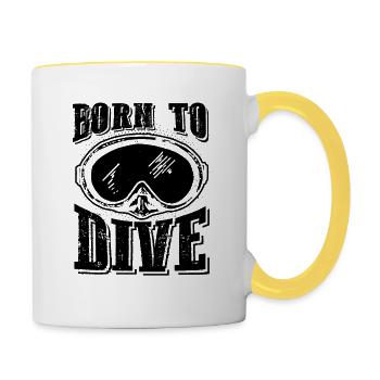 Born to Dive Tauchen - Tasse zweifarbig - Weiß/Gelb - Rechts