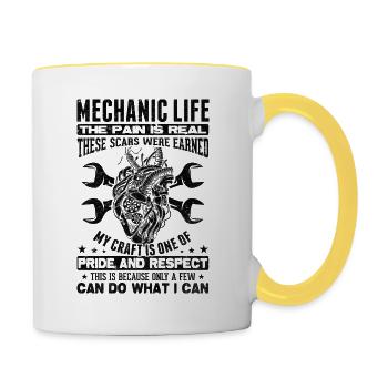 Mécanicien drôle cadeau auto mécanicien - Mug contrasté - blanc/jaune - Droite