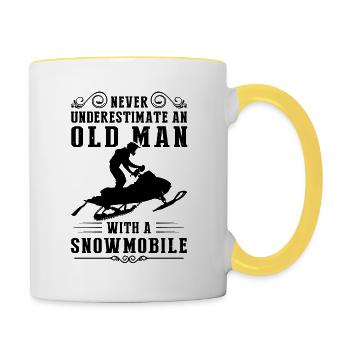 Snowmobile saying snowmobile gift - Contrasting Mug - white/yellow - Right