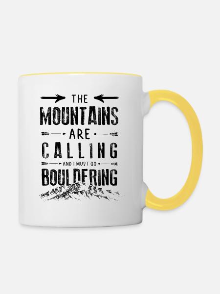 Mountains Calling Bouldering Eisklettern - Tasse zweifarbig - Weiß/Gelb