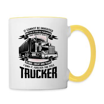 Lkw-Fahrer Geschenk Lastwagenfahrer Lastwagen - Tasse zweifarbig - Weiß/Gelb - Rechts
